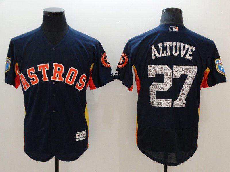 Men Houston Astros 27 Altuve Blue Spring Edition MLB Jerseys